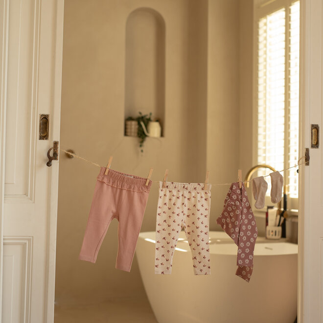 Dirkje meisjes set legging roze off white bloemen