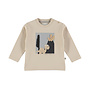 Dirkje Jungen-Langarmshirt: beige mit Dino-Motiv und Plüsch