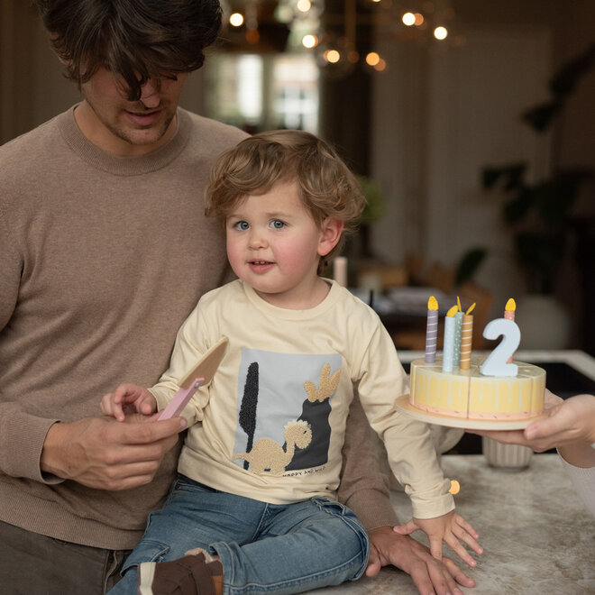 Dirkje jongens longsleeve beige dino pluche