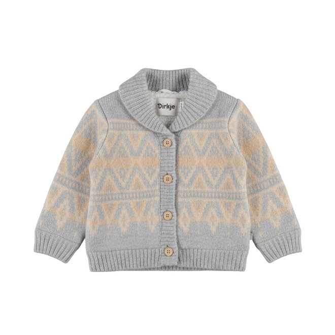 Dirkje Jungen-Strickjacke, grau, mit Mustern
