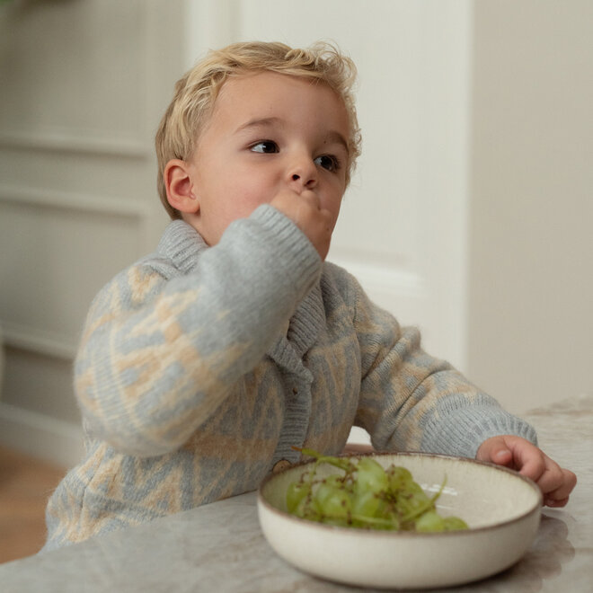 Dirkje Jungen-Strickjacke, grau, mit Mustern