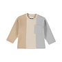 Dirkje boys’ long-sleeved top, beige, off-white and grey colour blocks