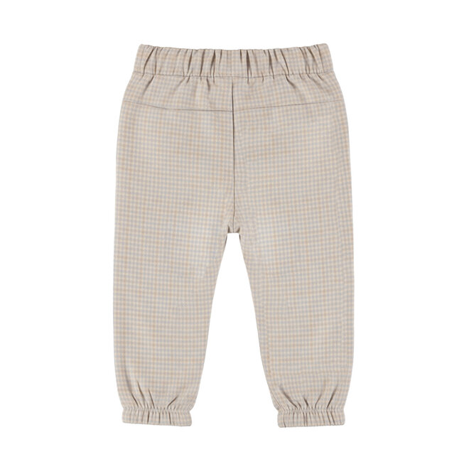 Dirkje boys’ loose-fit trousers, grey chequered pattern