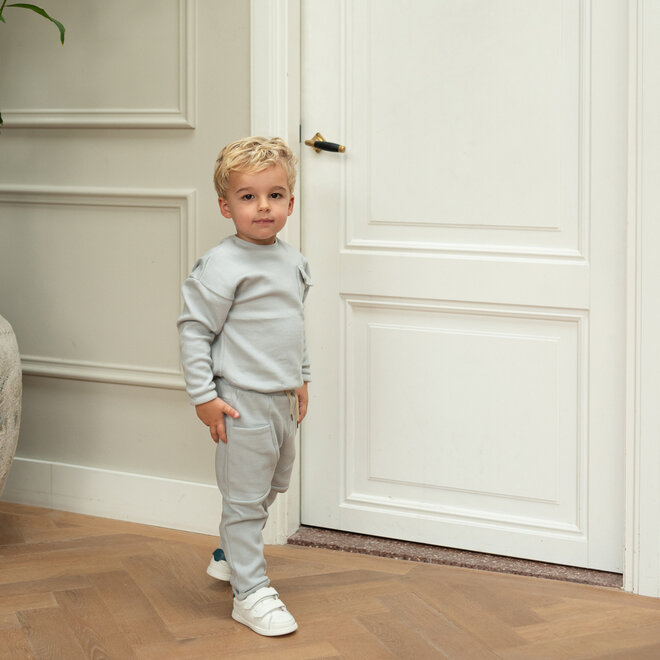 Dirkje boys’ loose-fit jogging bottoms, grey, side pockets