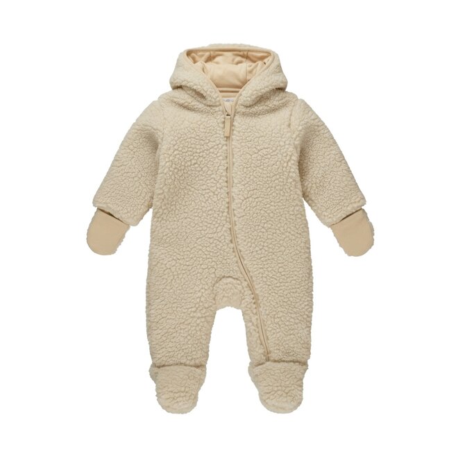 Dirkje boys’ baby teddy snowsuit, off-white, hooded