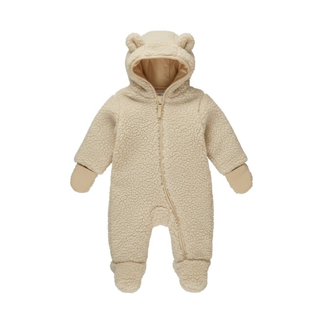 Dirkje boys’ baby teddy snowsuit, off-white, hooded