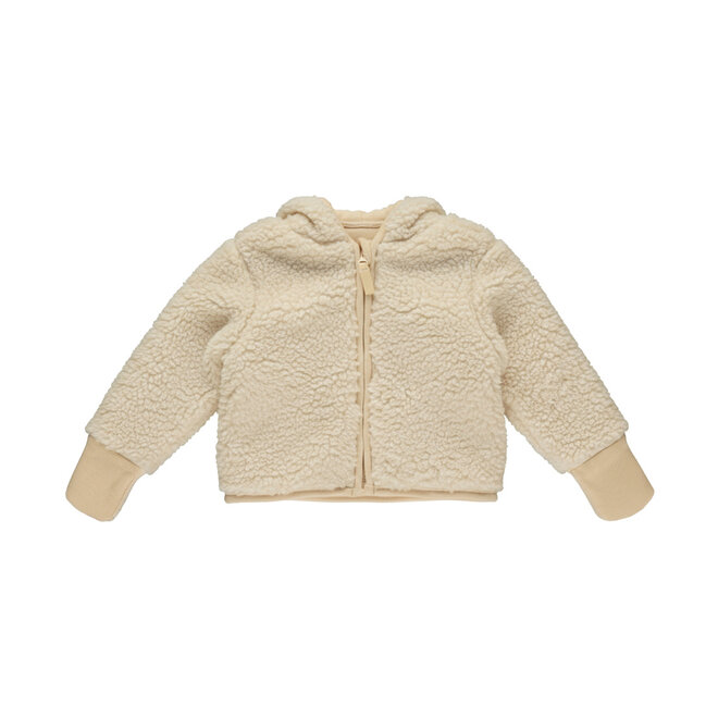 Dirkje boys’ baby teddy jacket, off-white, with hood