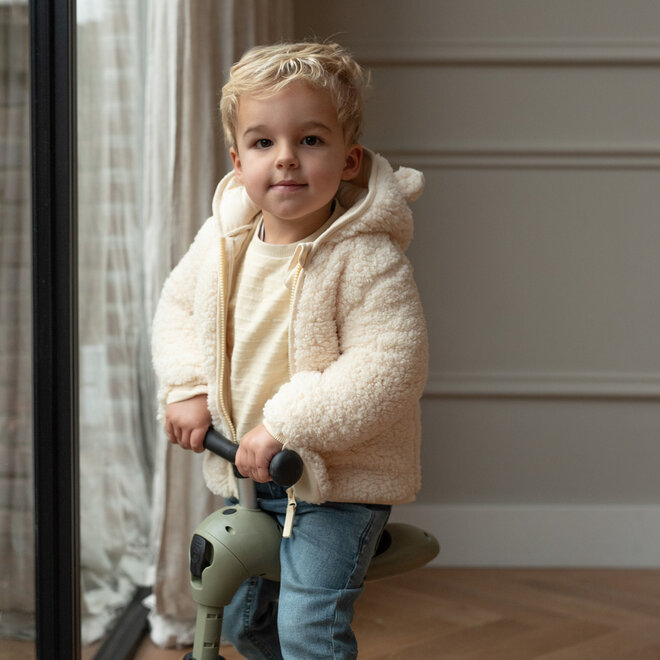 Dirkje Jungen-Baby-Teddy-Jacke, cremefarben, mit Kapuze