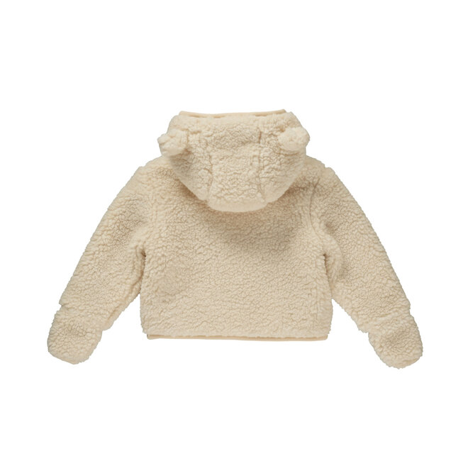 Dirkje jongens baby teddy jasje off white capuchon