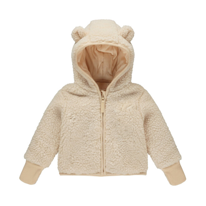 Dirkje jongens baby teddy jasje off white capuchon