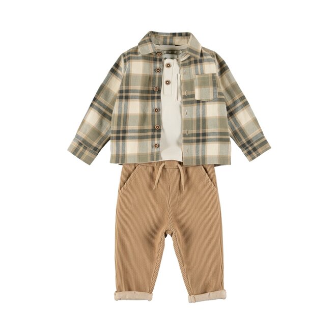 Dirkje boys’ set: green long-sleeved top and trousers