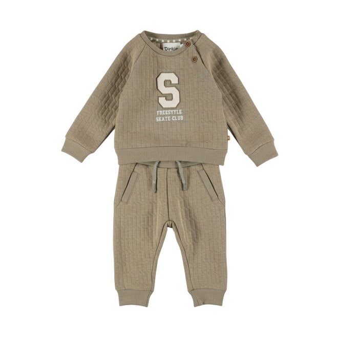Dirkje Jungen-Set: grüner Pullover und Jogginghose