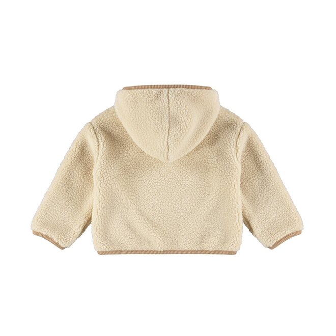 Dirkje boys’ jacket, beige, teddy, hooded