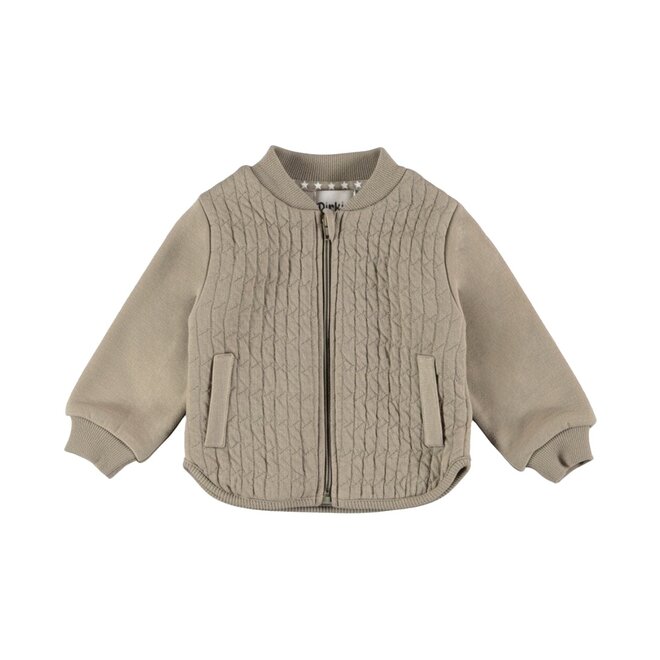 Dirkje boys’ cardigan with zip, green, stand-up collar