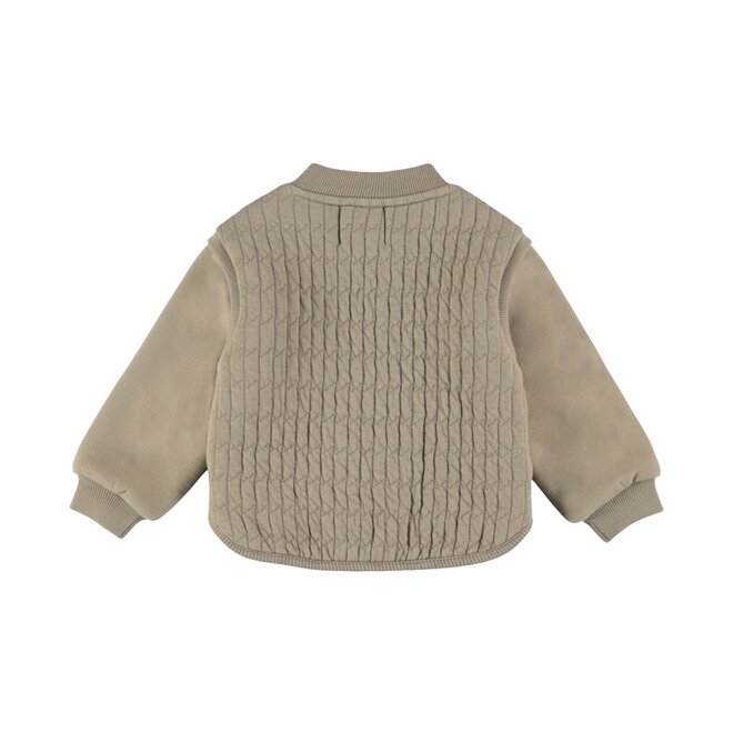 Dirkje boys’ cardigan with zip, green, stand-up collar