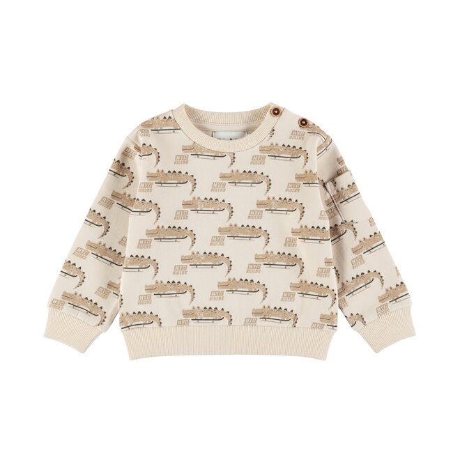 Dirkje boys’ jumper, off-white, dinosaurs