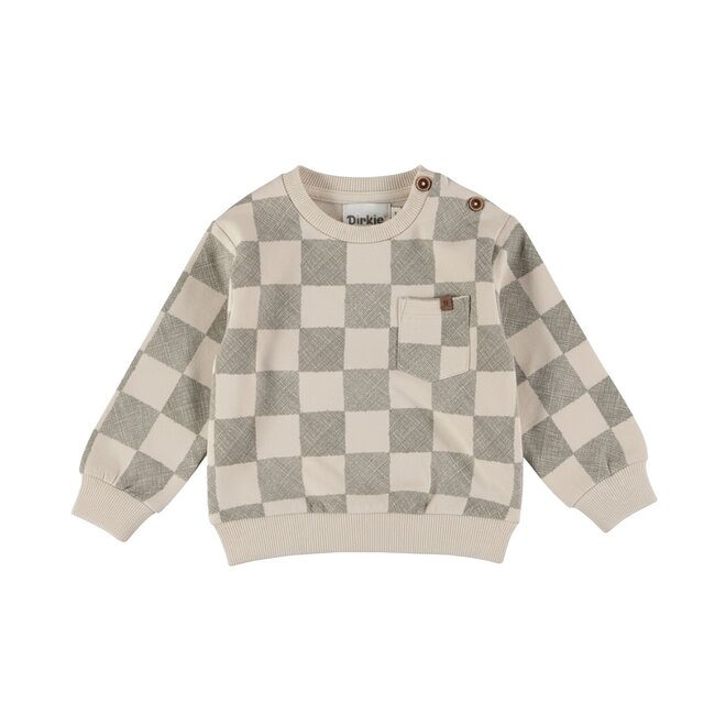 Dirkje Jungen-Sweatshirt, locker sitzend, cremefarben, kariert