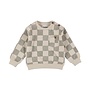 Dirkje jongens loose fit sweater off white geblokt