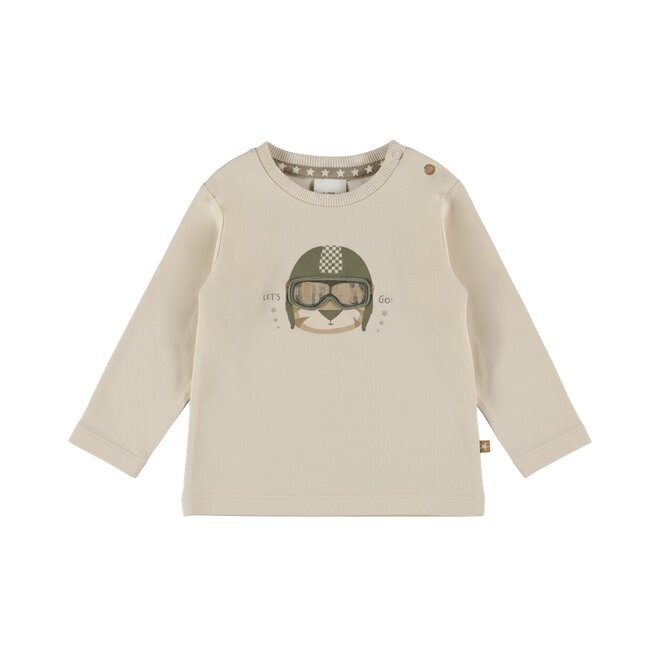 Dirkje boys’ long-sleeved top, off-white, tiger print