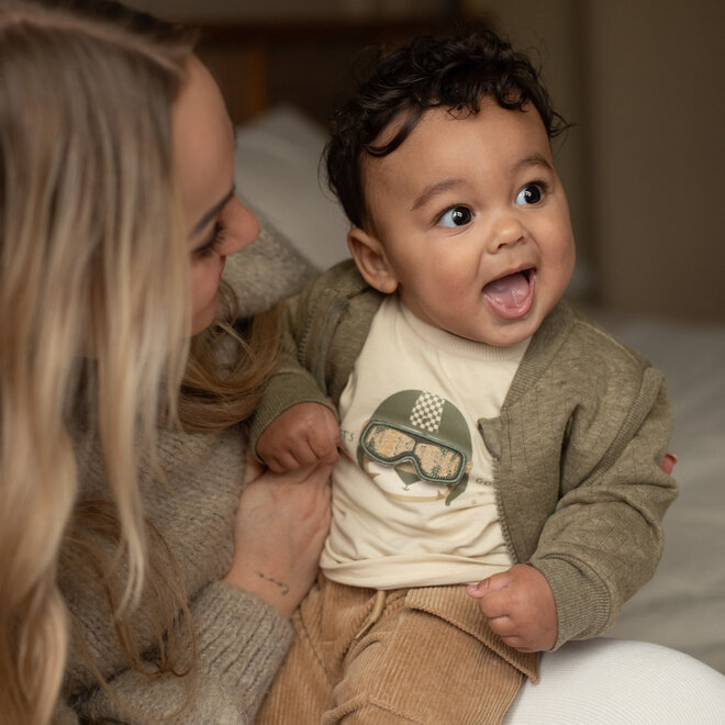 Dirkje Jungen-Langarmshirt, cremefarben, Tiger