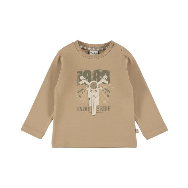 Dirkje jongens longsleeve bruin motor
