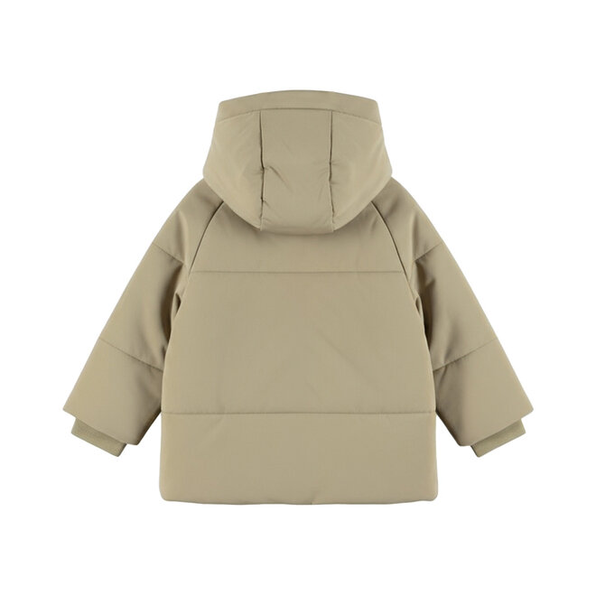 Dirkje boys’ winter coat, green, hooded, water-repellent