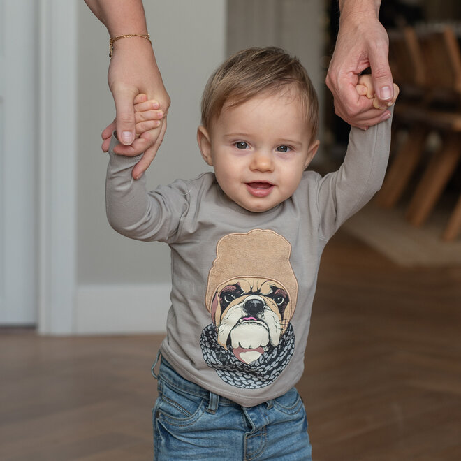 Dirkje jongens longsleeve grijs hond
