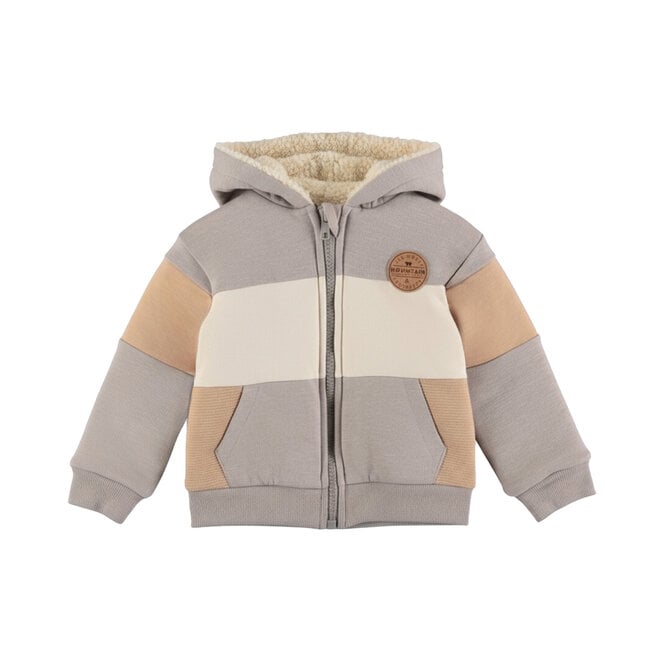 Dirkje Jungen-Strickjacke, grau, Teddy-Optik