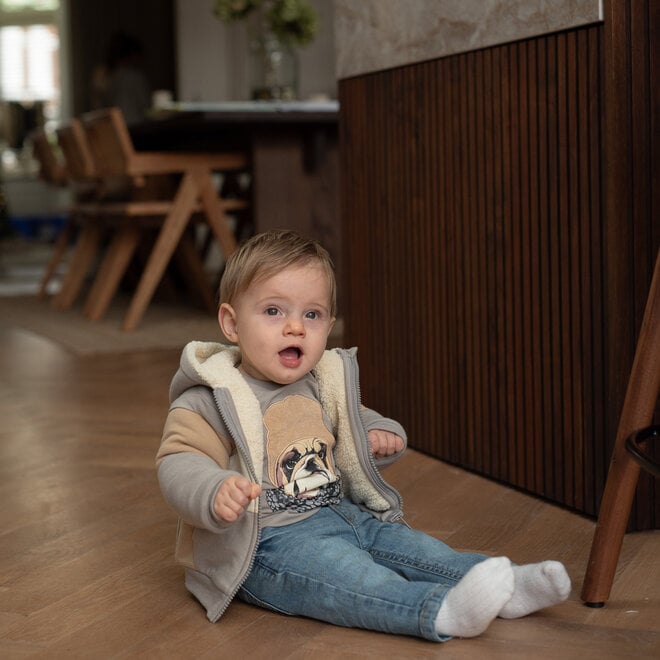 Dirkje jongens vest grijs teddy