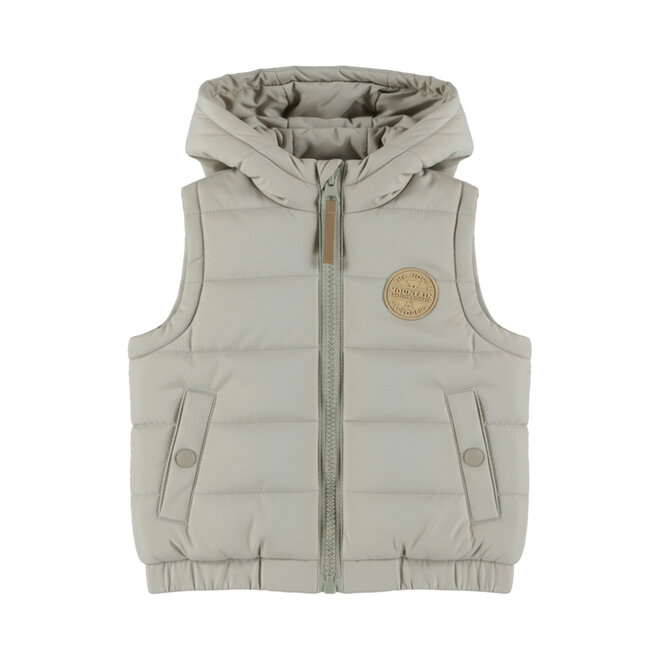 Dirkje boys’ bodywarmer, grey, with hood