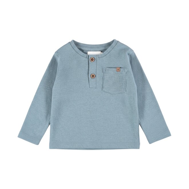 Dirkje Jungen-Langarmshirt, blau, mit Knöpfen