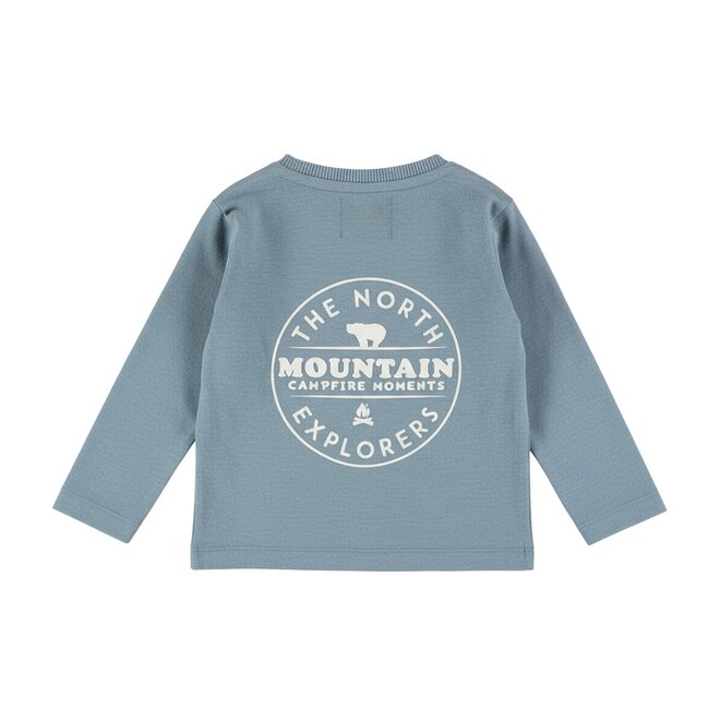 Dirkje Jungen-Langarmshirt, blau, mit Knöpfen