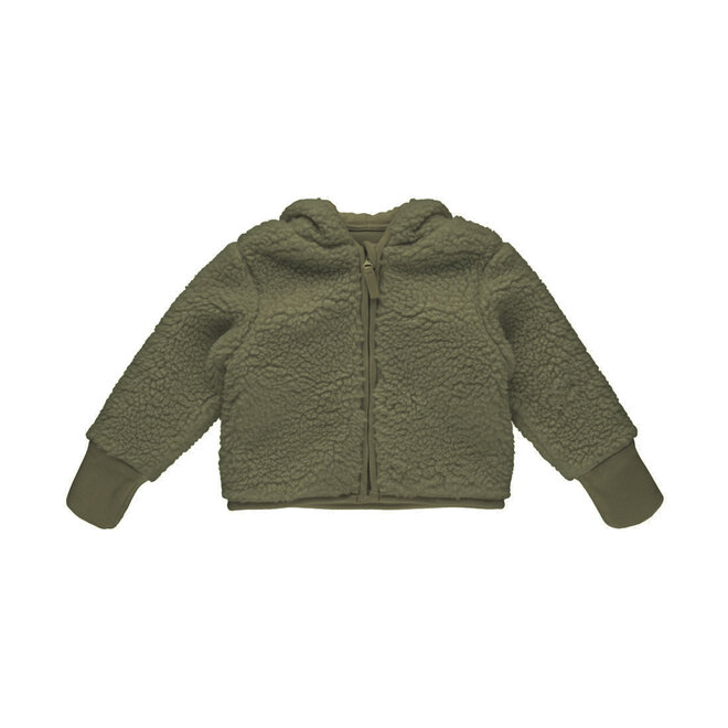 Dirkje Jungen-Baby-Teddy-Jacke, grün, mit Kapuze