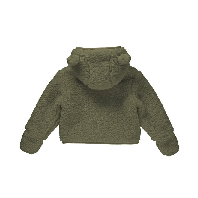 Dirkje boys’ baby teddy coat, green, hooded