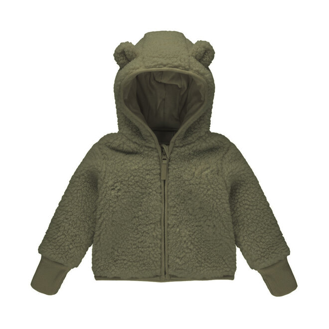 Dirkje boys’ baby teddy coat, green, hooded