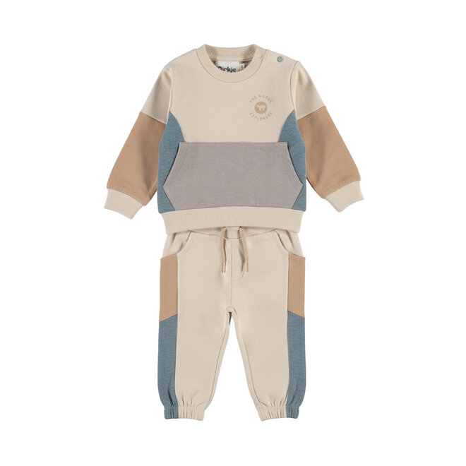 Dirkje Jungen-Set aus Pullover und Hose, Off-White, beige, blau