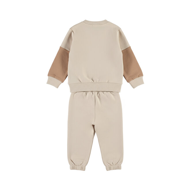 Dirkje boys’ set: jumper and trousers, off-white, beige and blue