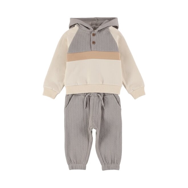 Dirkje boys’ set: hoodie and trousers, grey and off-white