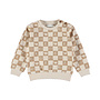 Dirkje boys’ jumper, off-white and beige, checked