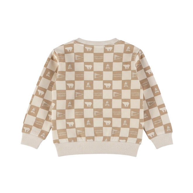 Dirkje boys’ jumper, off-white and beige, checked