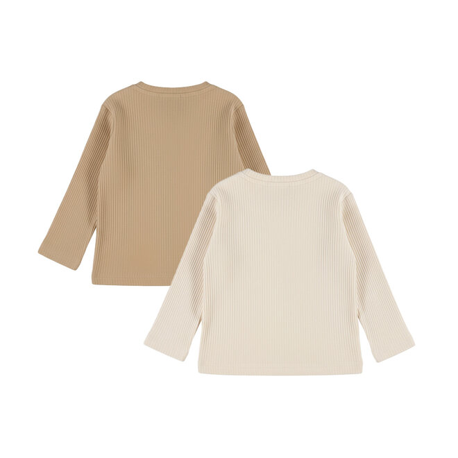 Dirkje Jungen-Set: Langarmshirt, braun, und Off-White-Hose