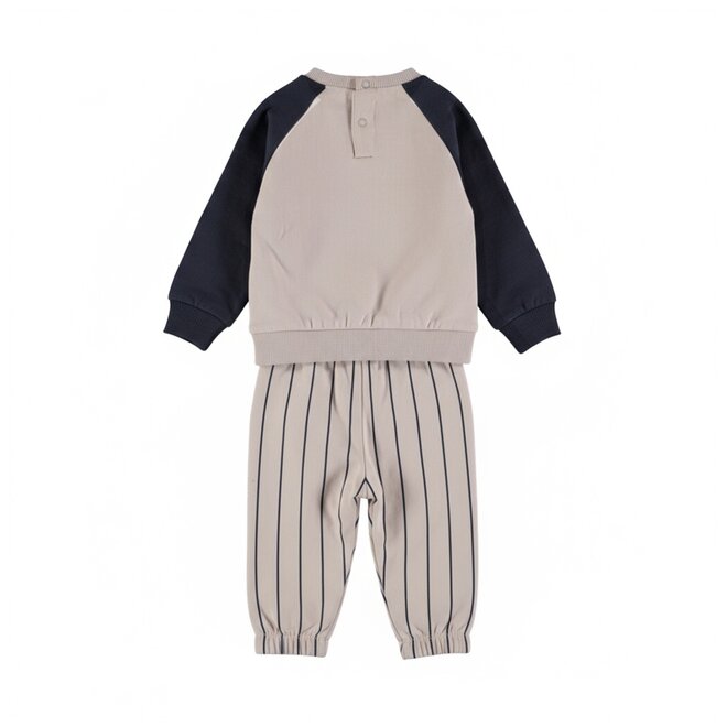 Dirkje Jungen-Set aus Pullover und Hose beige gestreift