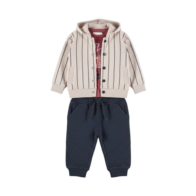 Dirkje Jungen-Set aus Weste, Hemd und Hose beige-dunkelblau