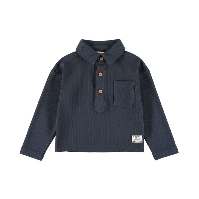 Dirkje boys’ long-sleeved polo shirt, dark blue