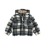 Dirkje boys’ cardigan, beige, checked fleece