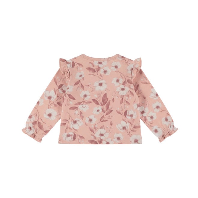 Dirkje meisjes longsleeve lichtroze bloemen ruffles