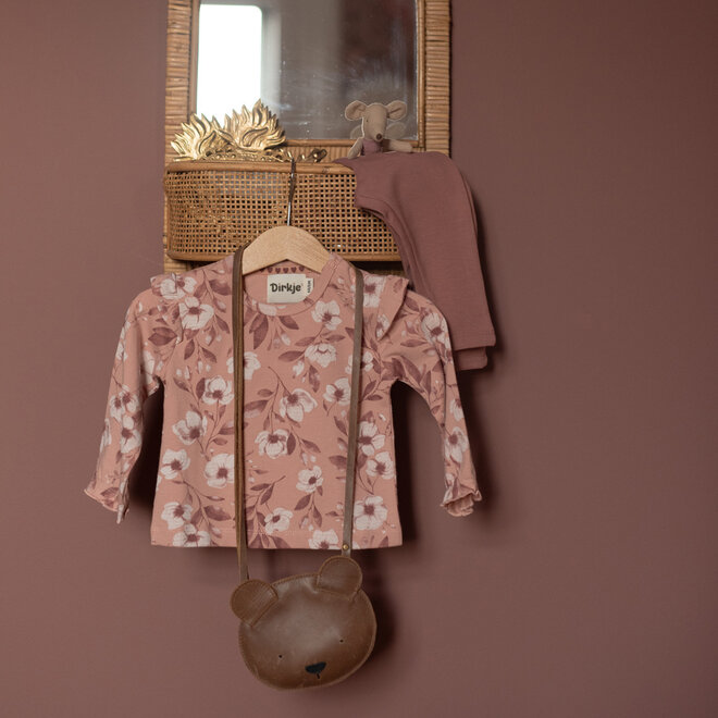 Dirkje meisjes longsleeve lichtroze bloemen ruffles