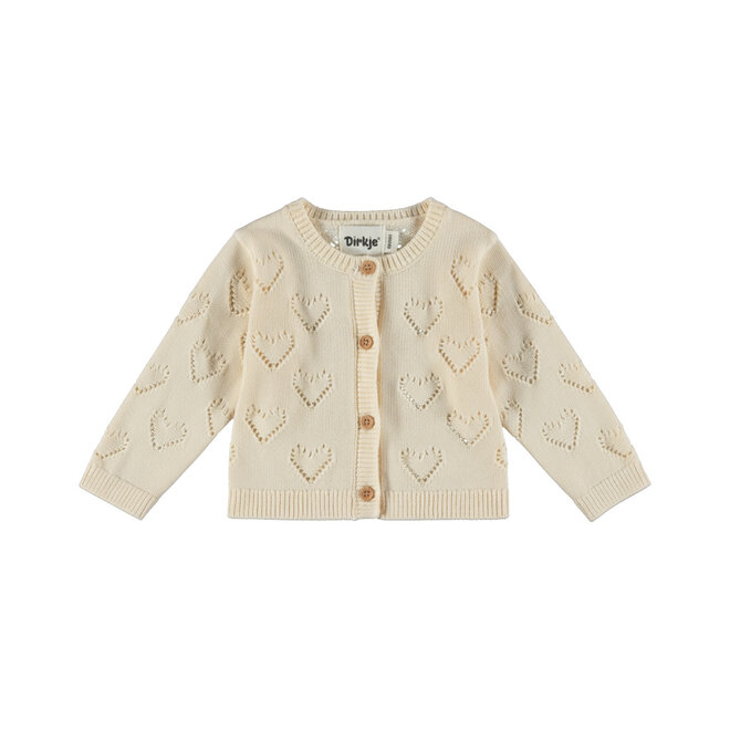 Dirkje Mädchen-Strickjacke in Off-White mit Herzchen
