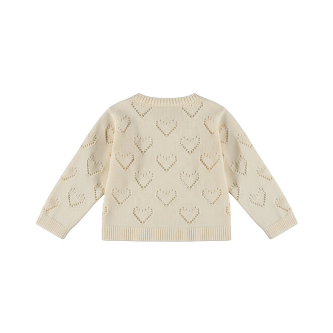 Dirkje Mädchen-Strickjacke in Off-White mit Herzchen