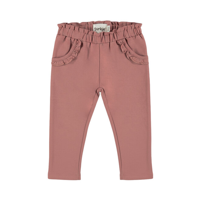 Dirkje girls’ jogging bottoms, dusky pink, ruffles, pockets